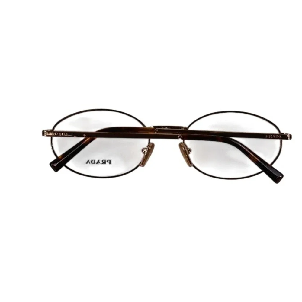 Prada Eyeglasses VPR A57 Gold Oval Frames Tortoiseshell 52-17 NEW MSRP 380